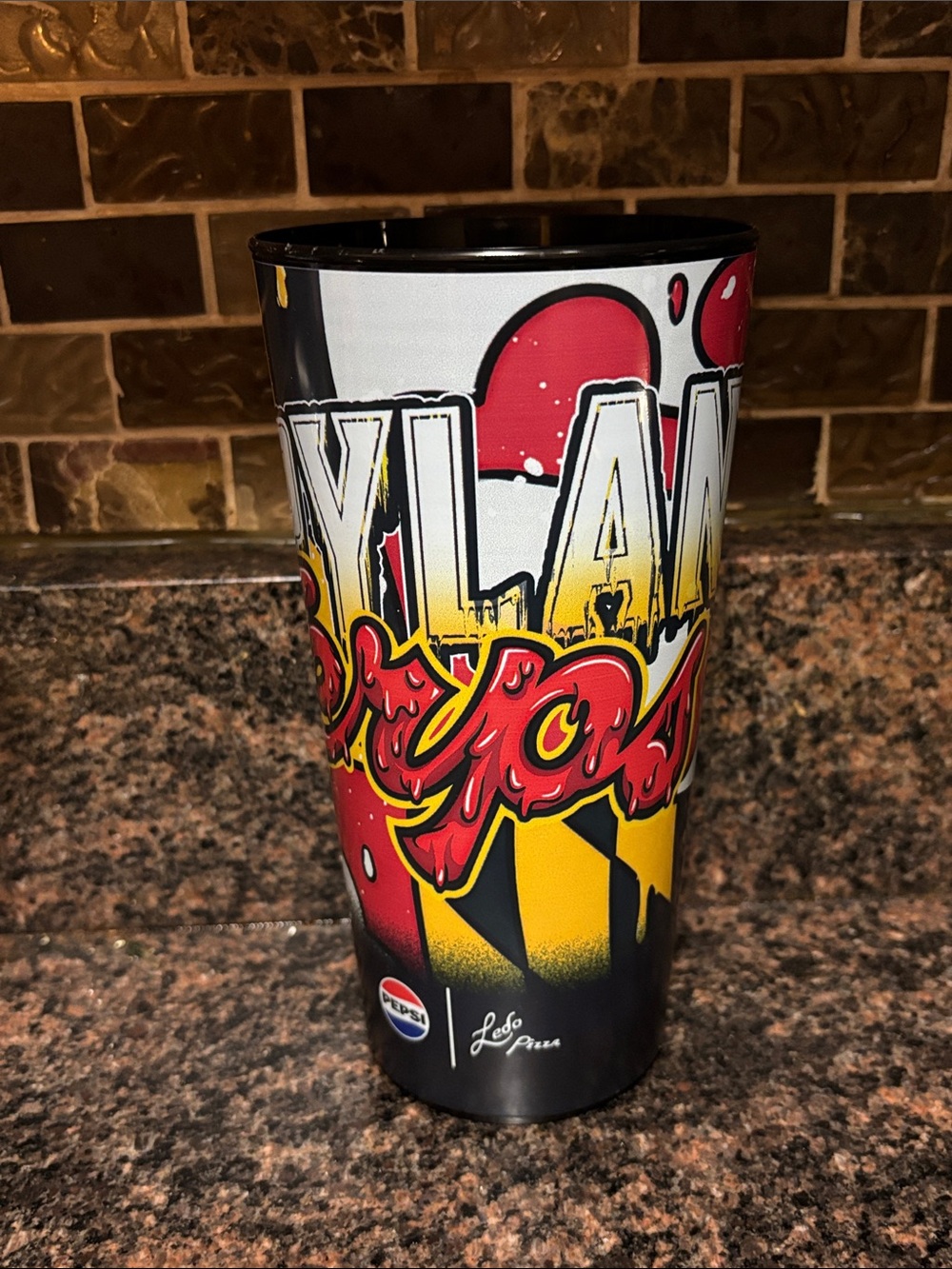 University Of Maryland Pepsi Red, Yellow and Black Plastic Graphic Drinking Cup
